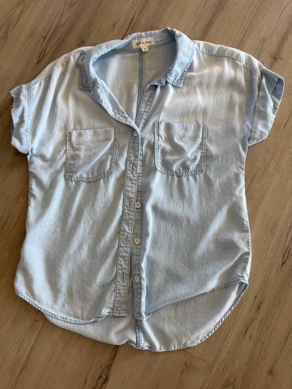 cloth & stone light was Blue Short Sleeve Button-Up Shirt
